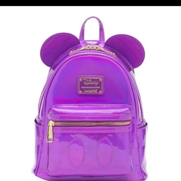 💜💜 Loungefly Disney Mickey Mouse Holographic Series Mini Backpack - Amethyst - Picture 5 of 5